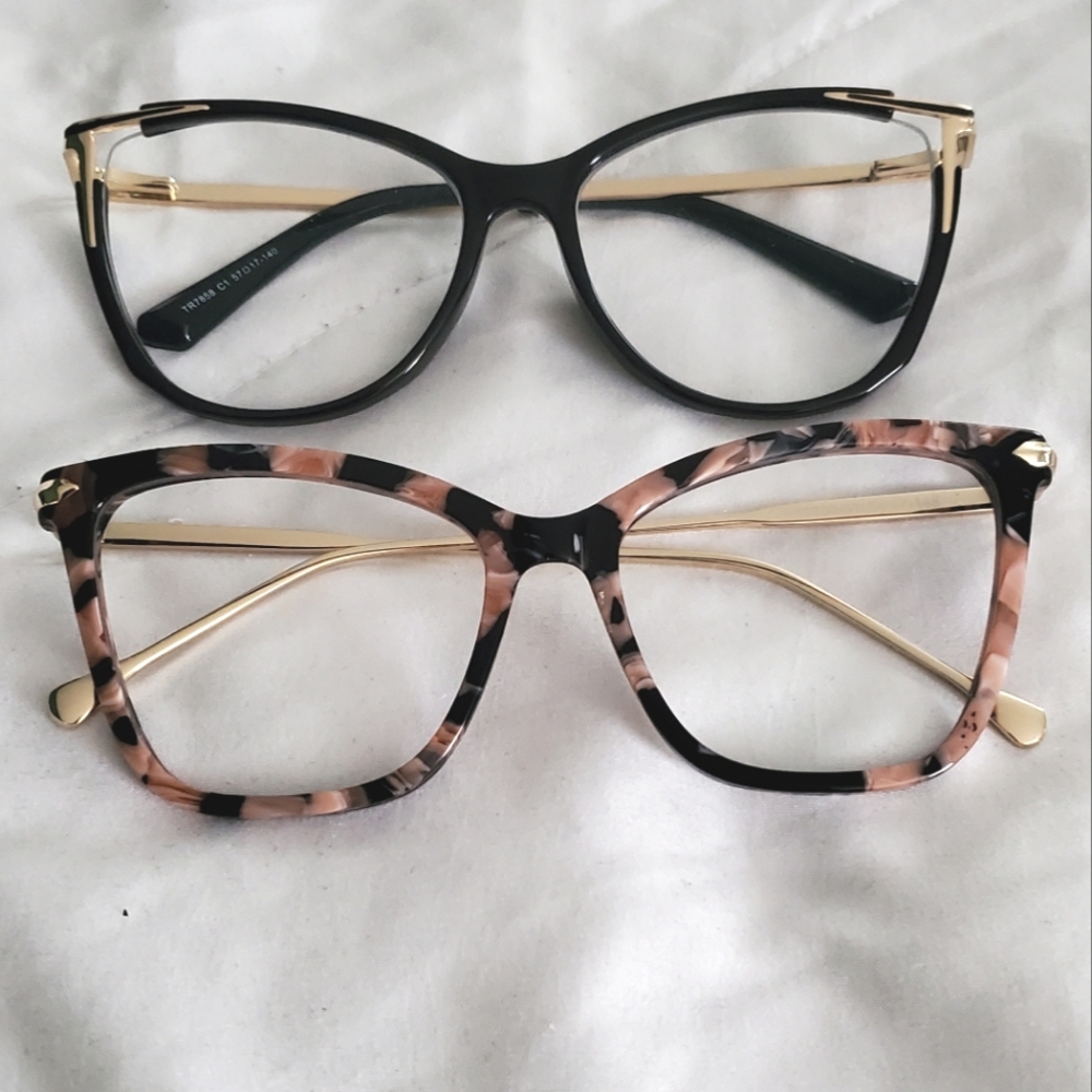 2 Pack Stylish Black With Gold and Tortoise Shell Glare Reducing Glasses